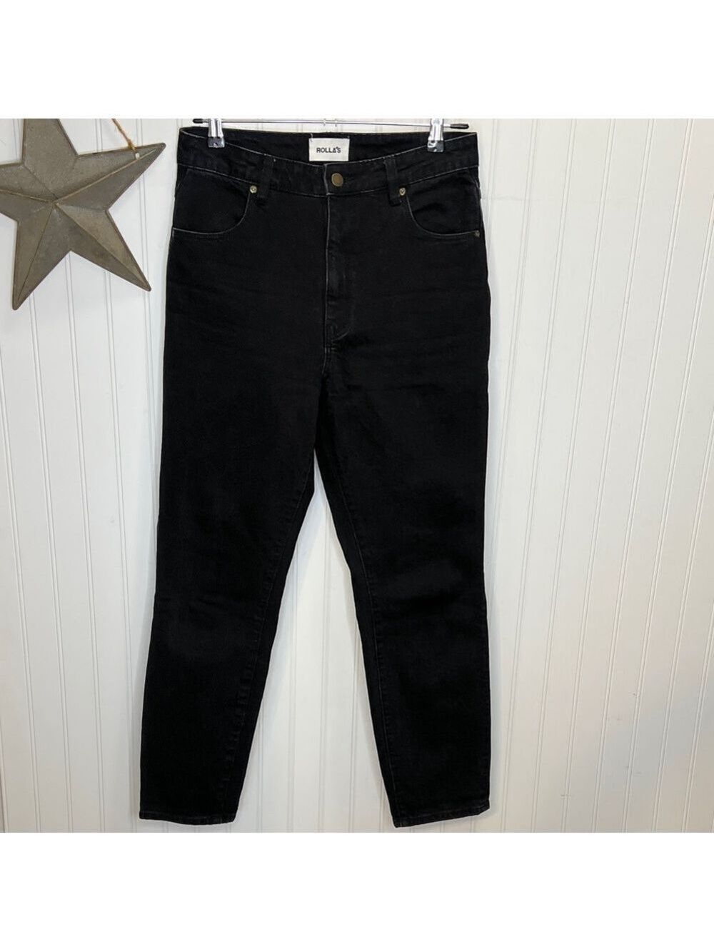 ROLLA'S Dusters High Rise Slim Classic Black Denim Jeans Size 28